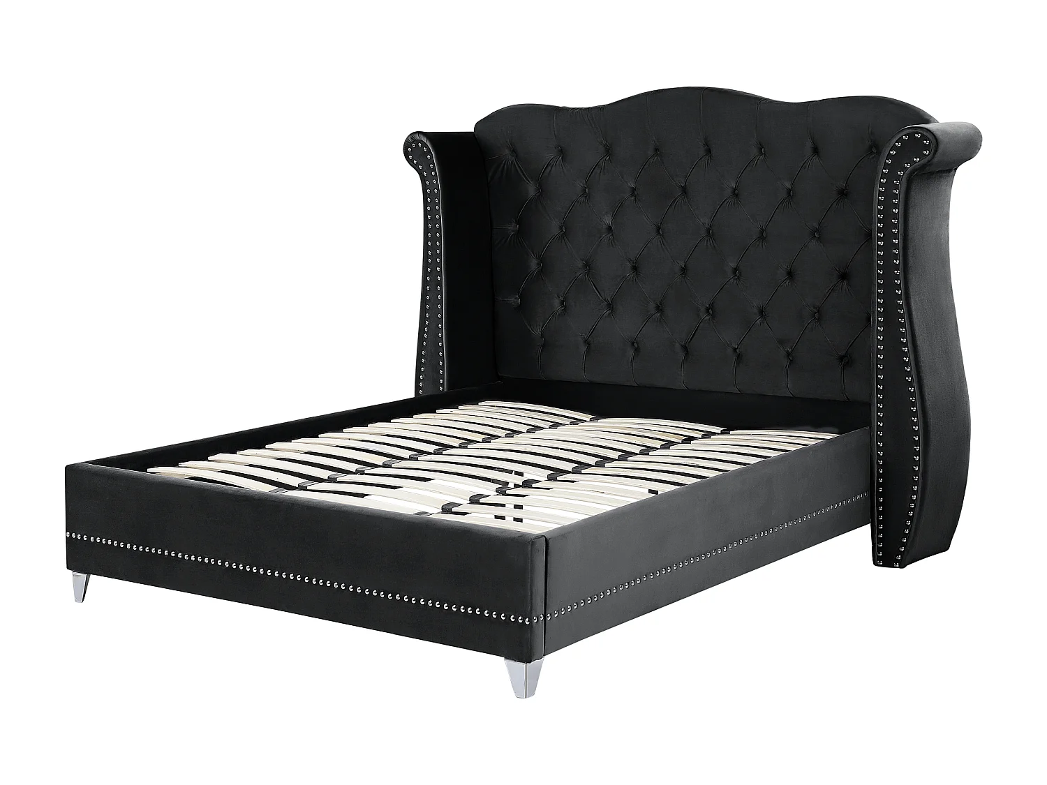 Letto Velluto AYETTE 180 x 200 cm Nero