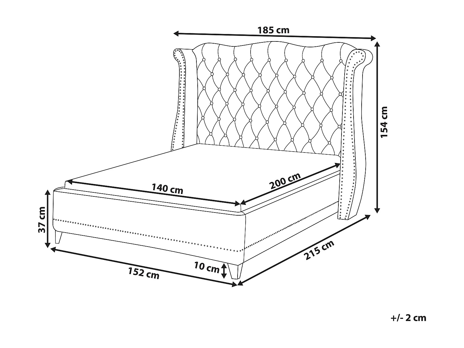 Bed Fluweel AYETTE 140 x 200 cm Zwart
