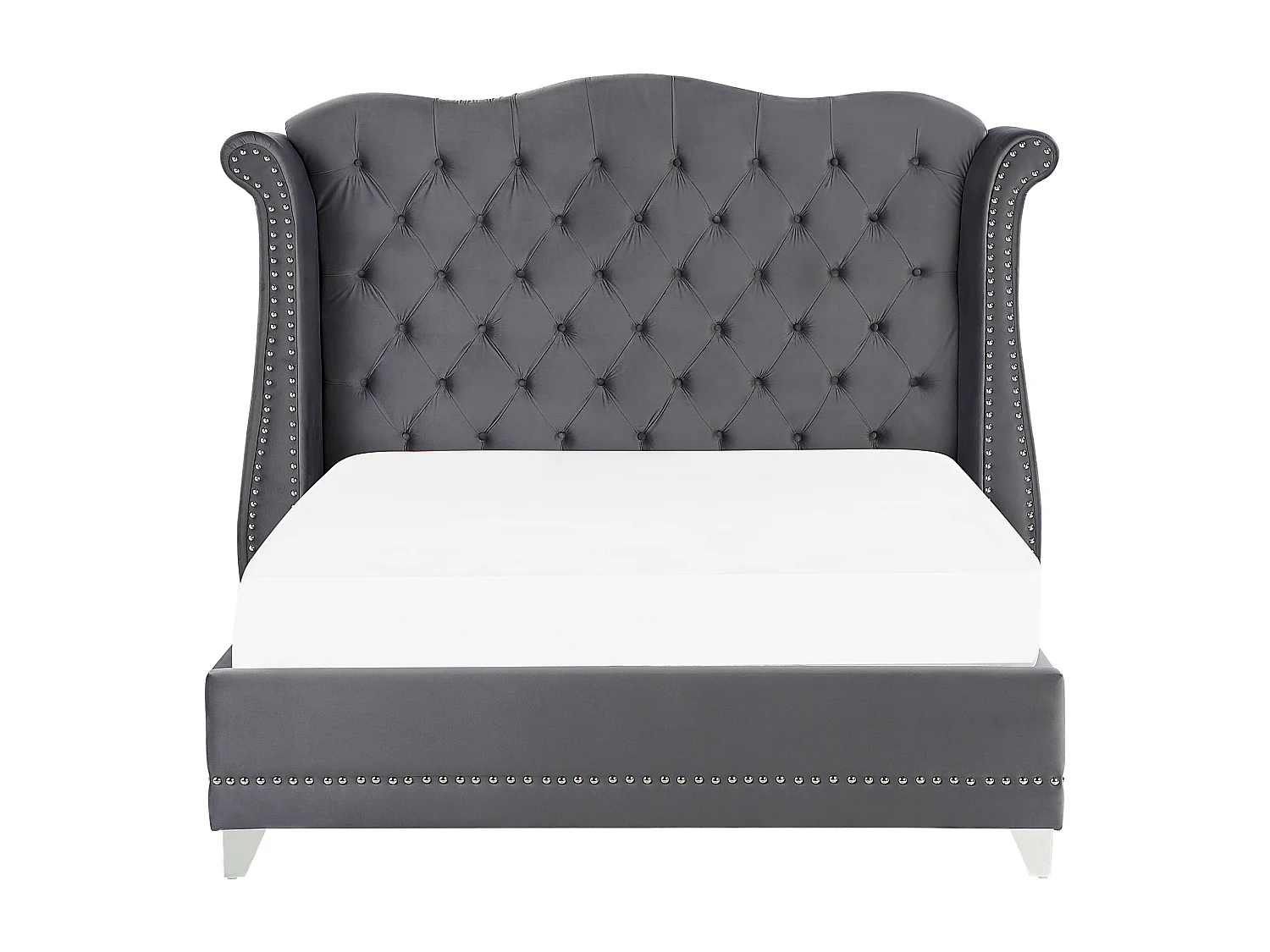 Bed Fluweel AYETTE 180 x 200 cm Grijs