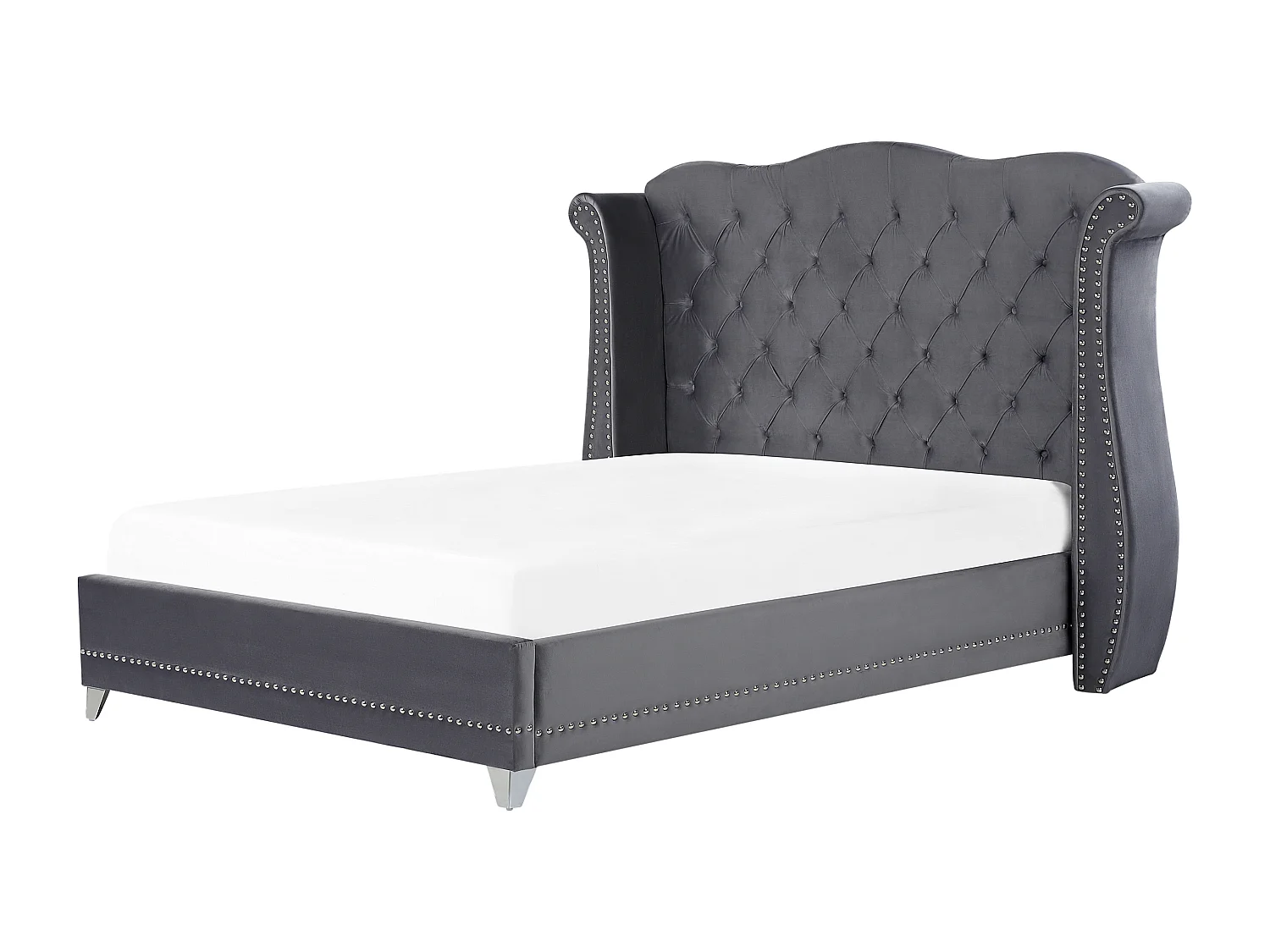 Lit avec sommier Velours AYETTE 180 x 200 cm Gris