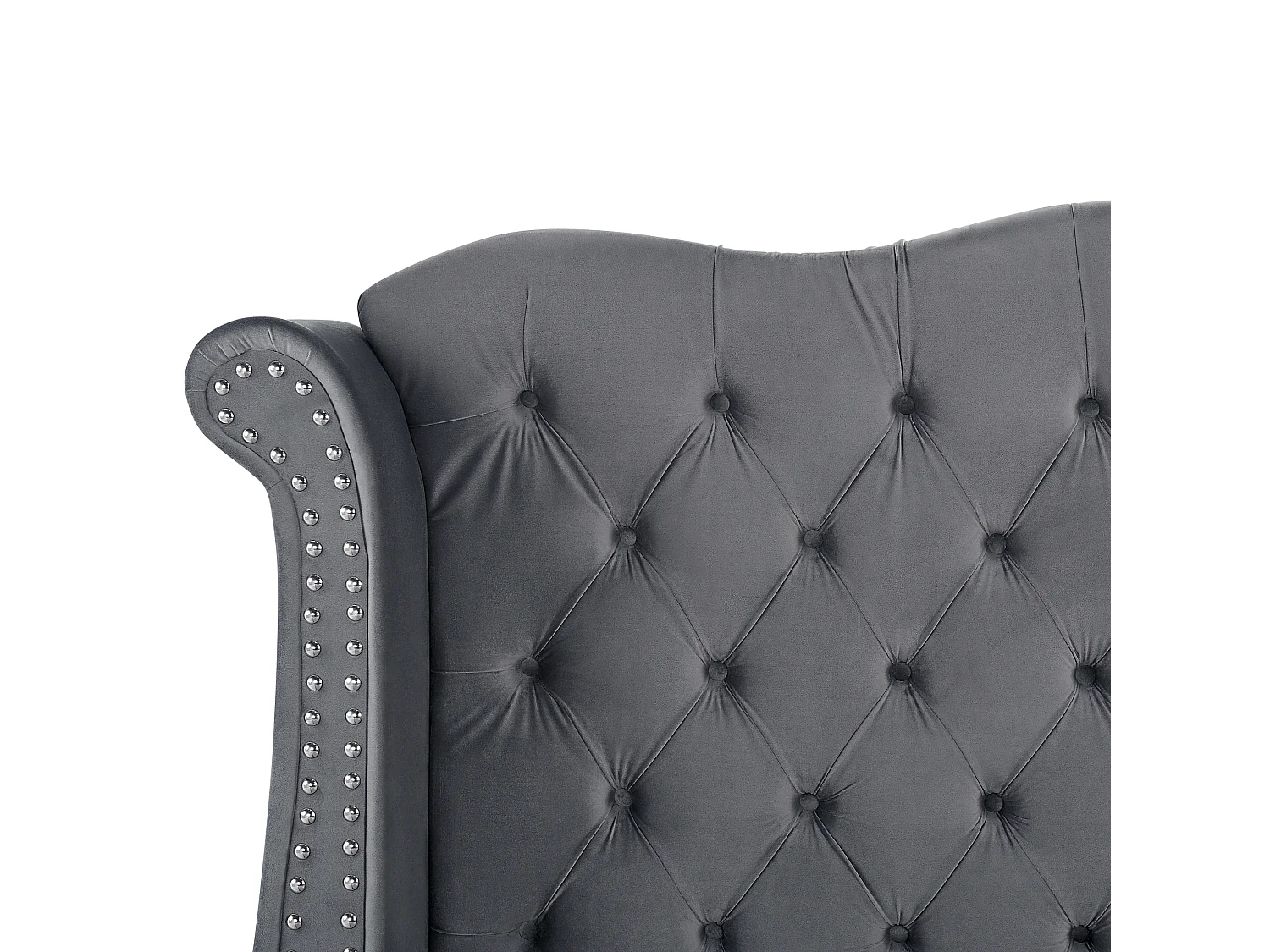 Lit avec sommier Velours AYETTE 180 x 200 cm Gris