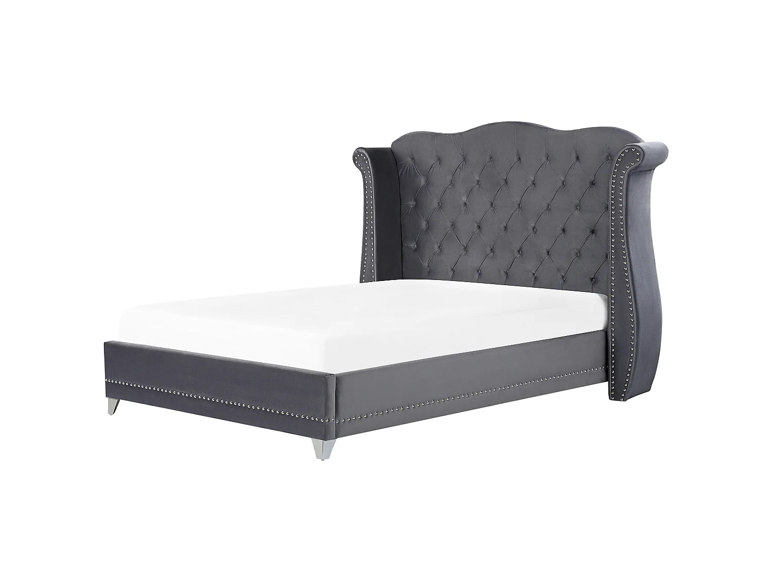 Lit avec sommier Velours AYETTE 180 x 200 cm Gris