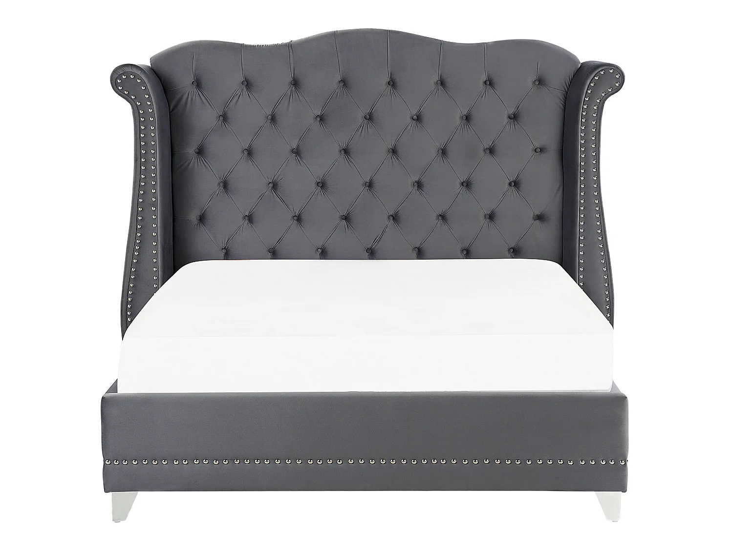 Lit avec sommier Velours AYETTE 180 x 200 cm Gris