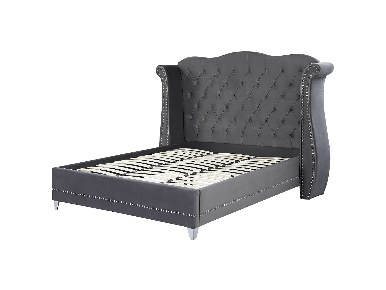 Lit avec sommier Velours AYETTE 180 x 200 cm Gris