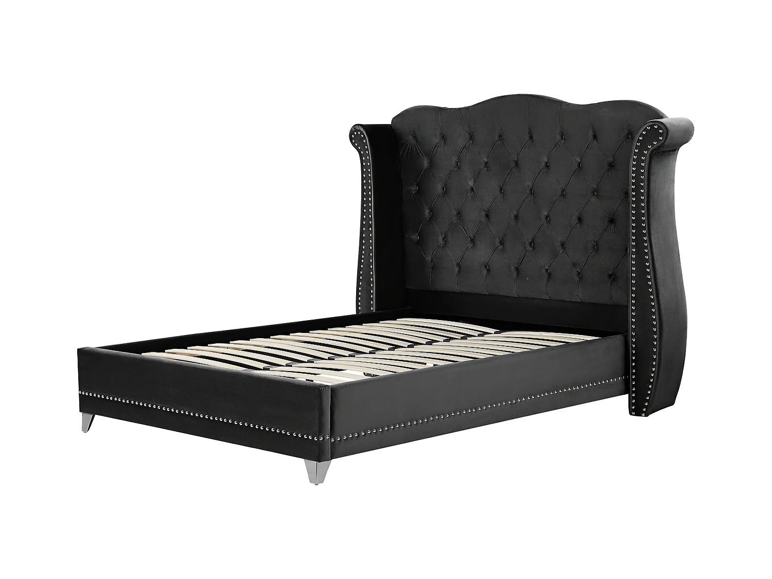 Bed Fluweel AYETTE 160 x 200 cm Zwart