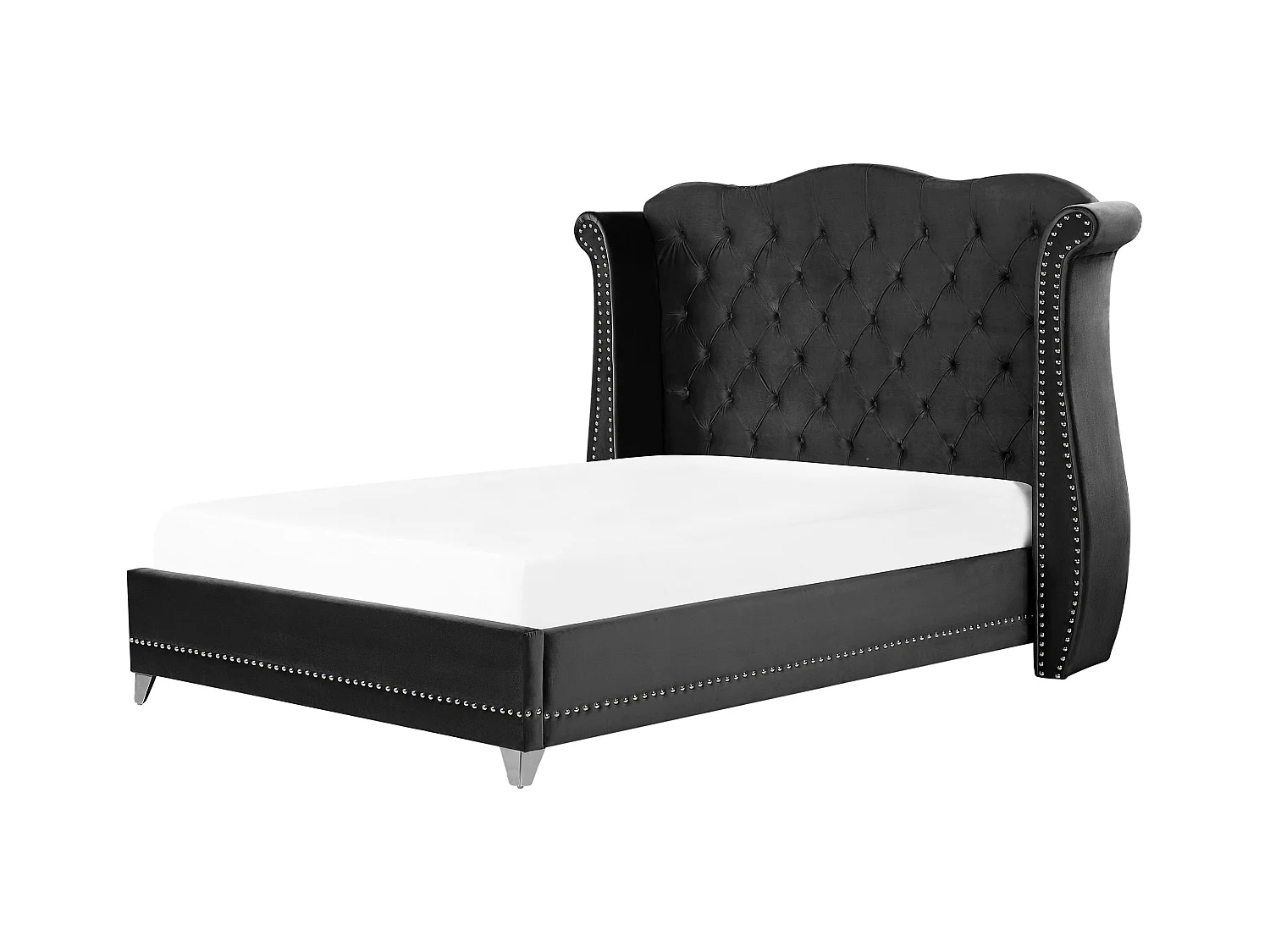 Cama Terciopelo AYETTE 160 x 200 cm Negro