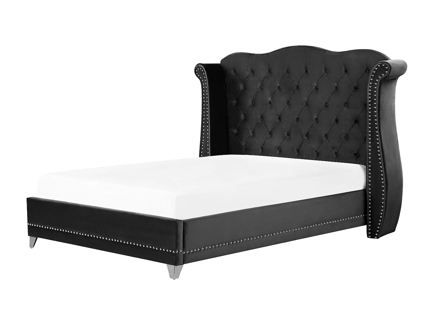 Lit avec sommier Velours AYETTE 160 x 200 cm Noir