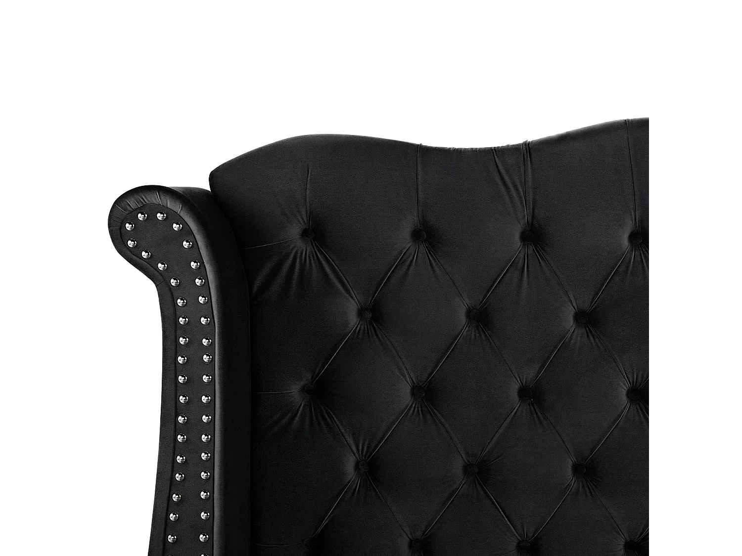 Bett Samtstoff im Chesterfield Stil hohes Kopfteil schwarz 160 x 200 cm Ayette