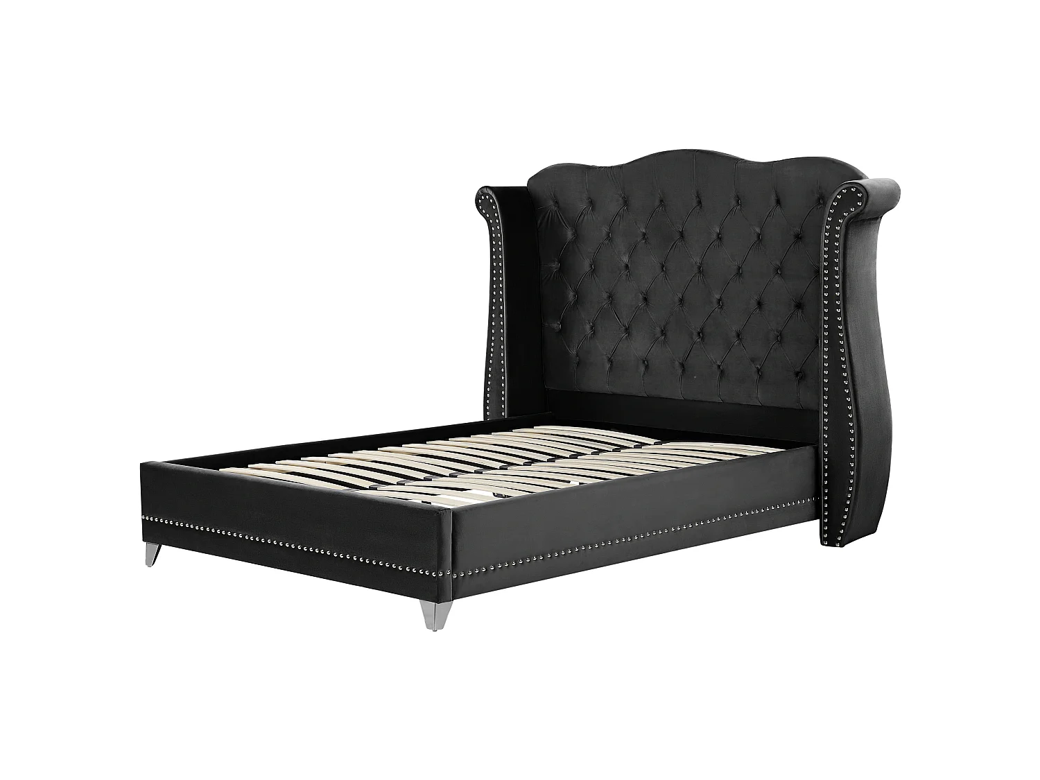 Bett mit Lattenrost Samtstoff AYETTE 160 x 200 cm Schwarz