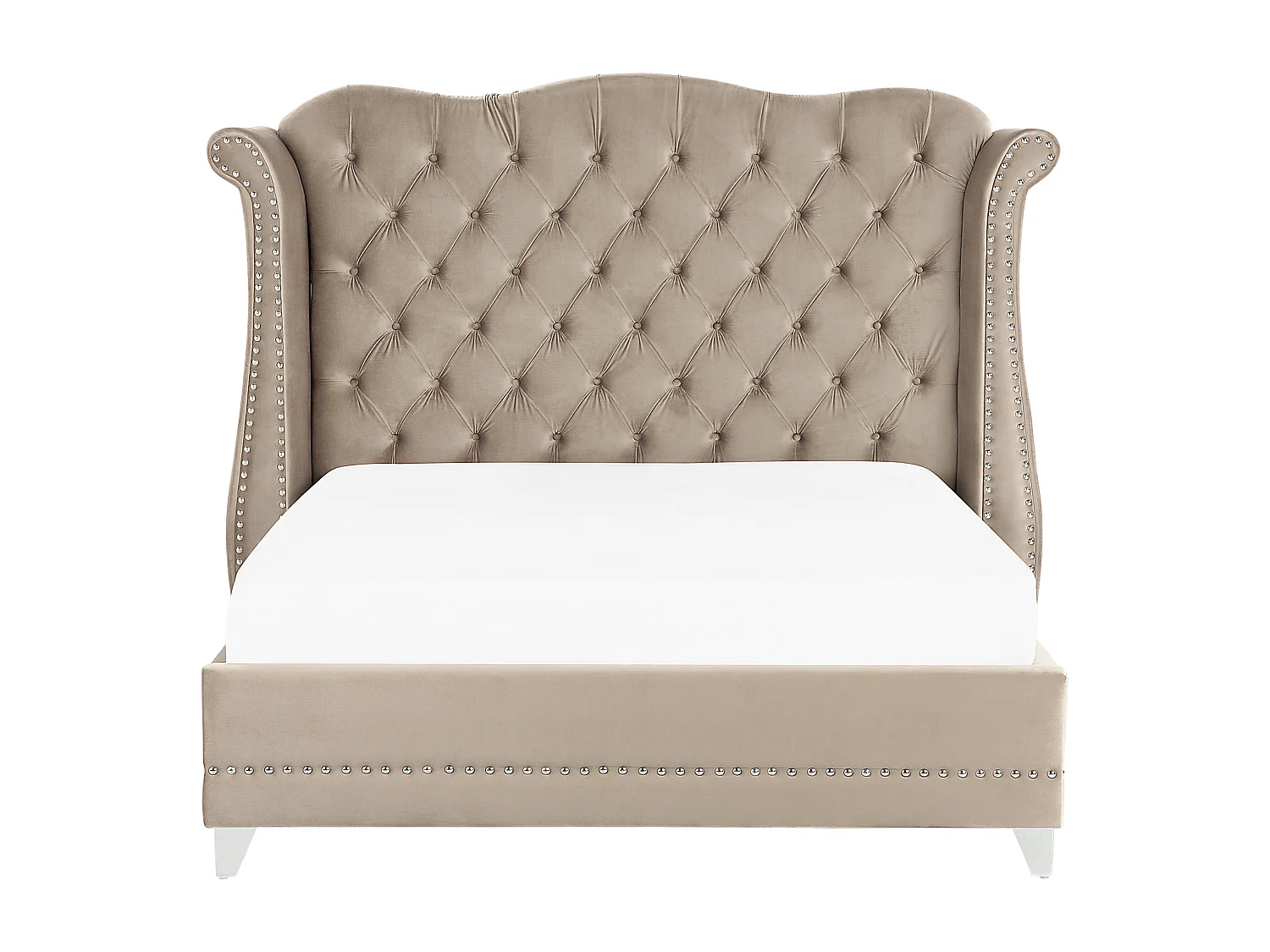 Lit avec sommier Velours AYETTE 140 x 200 cm Taupe