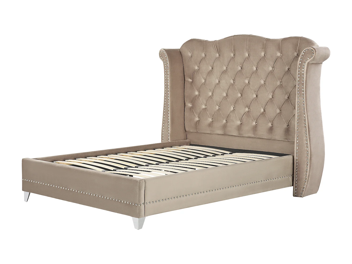 Lit avec sommier Velours AYETTE 140 x 200 cm Taupe