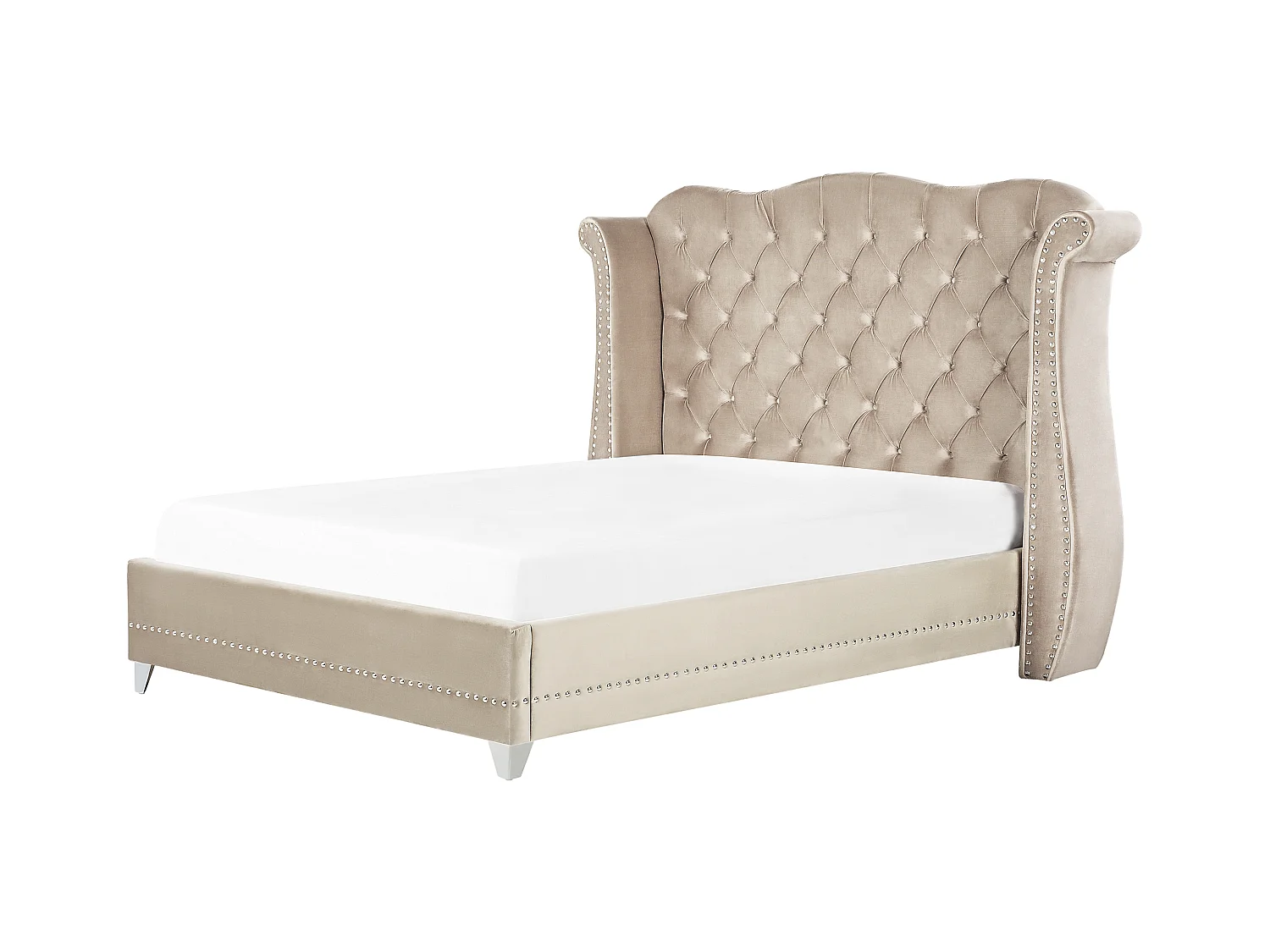 Lit avec sommier Velours AYETTE 180 x 200 cm Beige