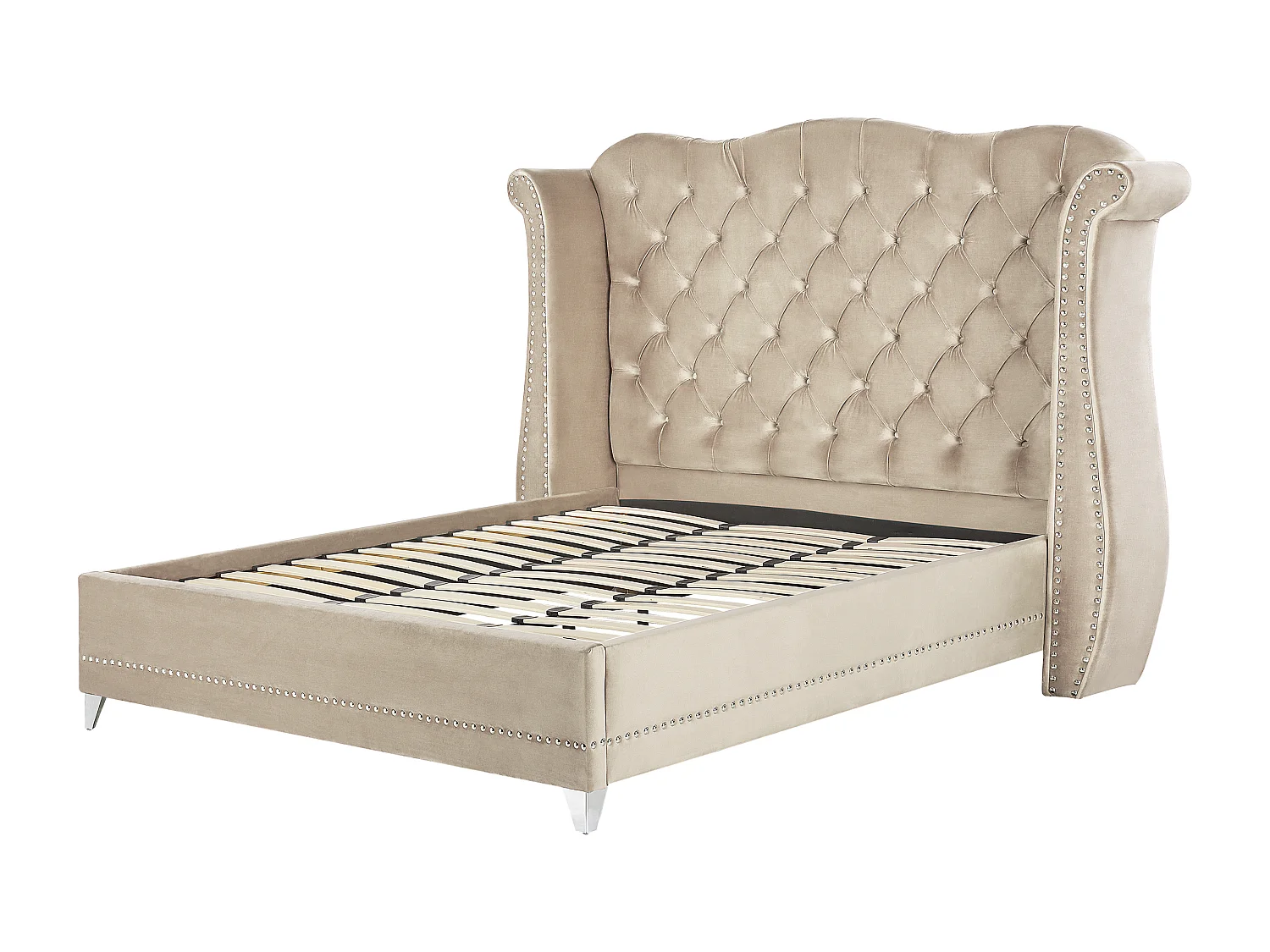 Lit avec sommier Velours AYETTE 180 x 200 cm Beige