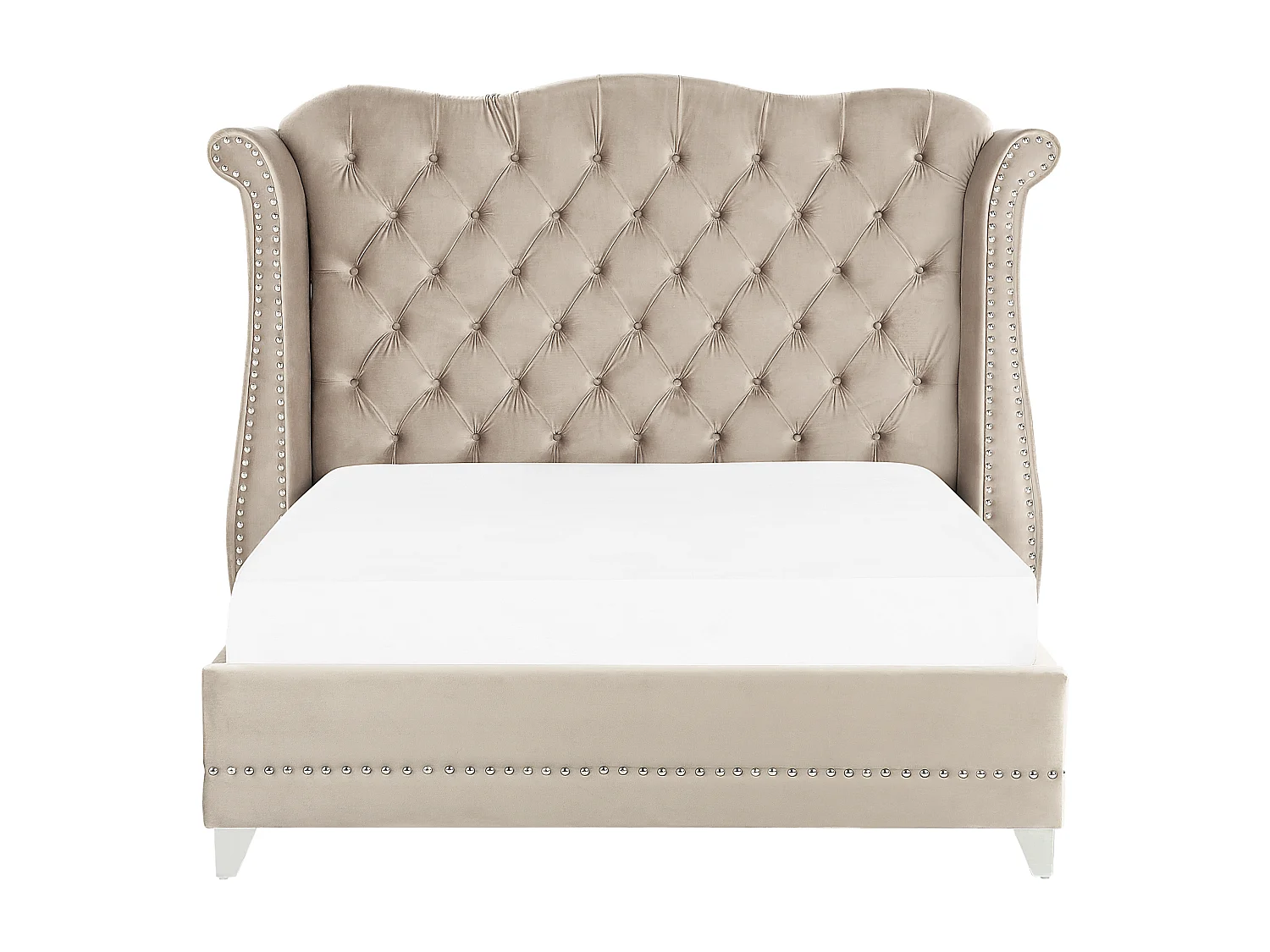 Cama Terciopelo AYETTE 180 x 200 cm Beige