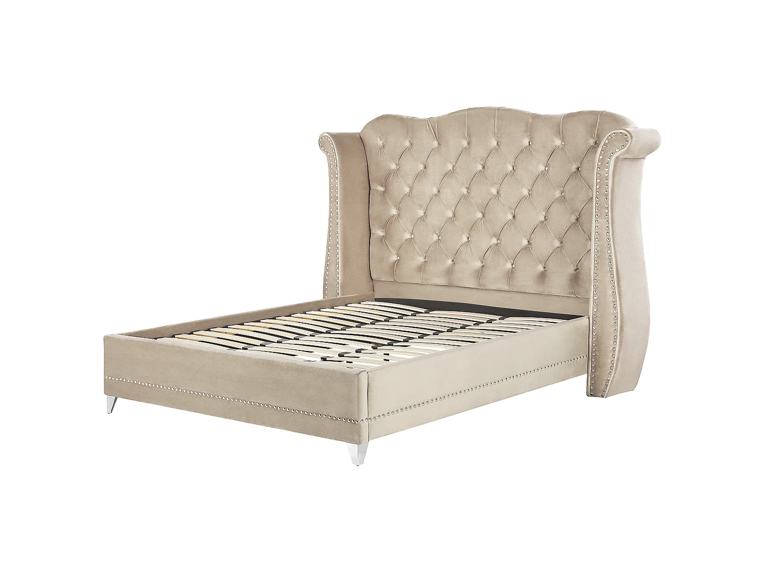 Letto Velluto AYETTE 180 x 200 cm Beige