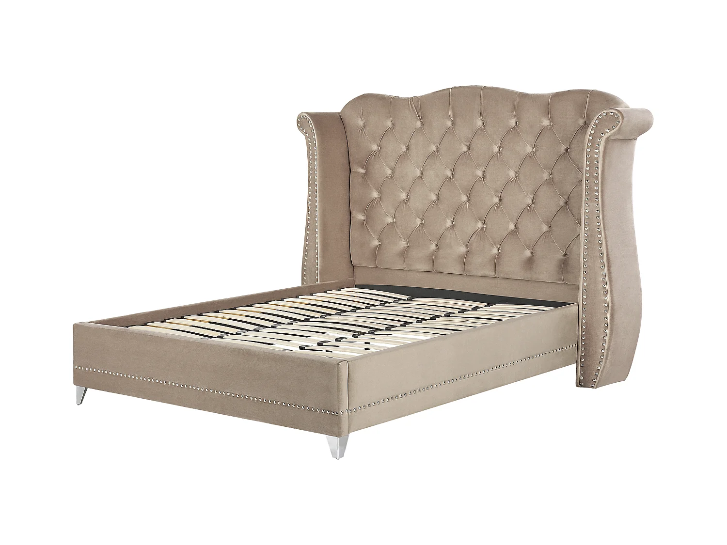 Lit avec sommier Velours AYETTE 180 x 200 cm Taupe