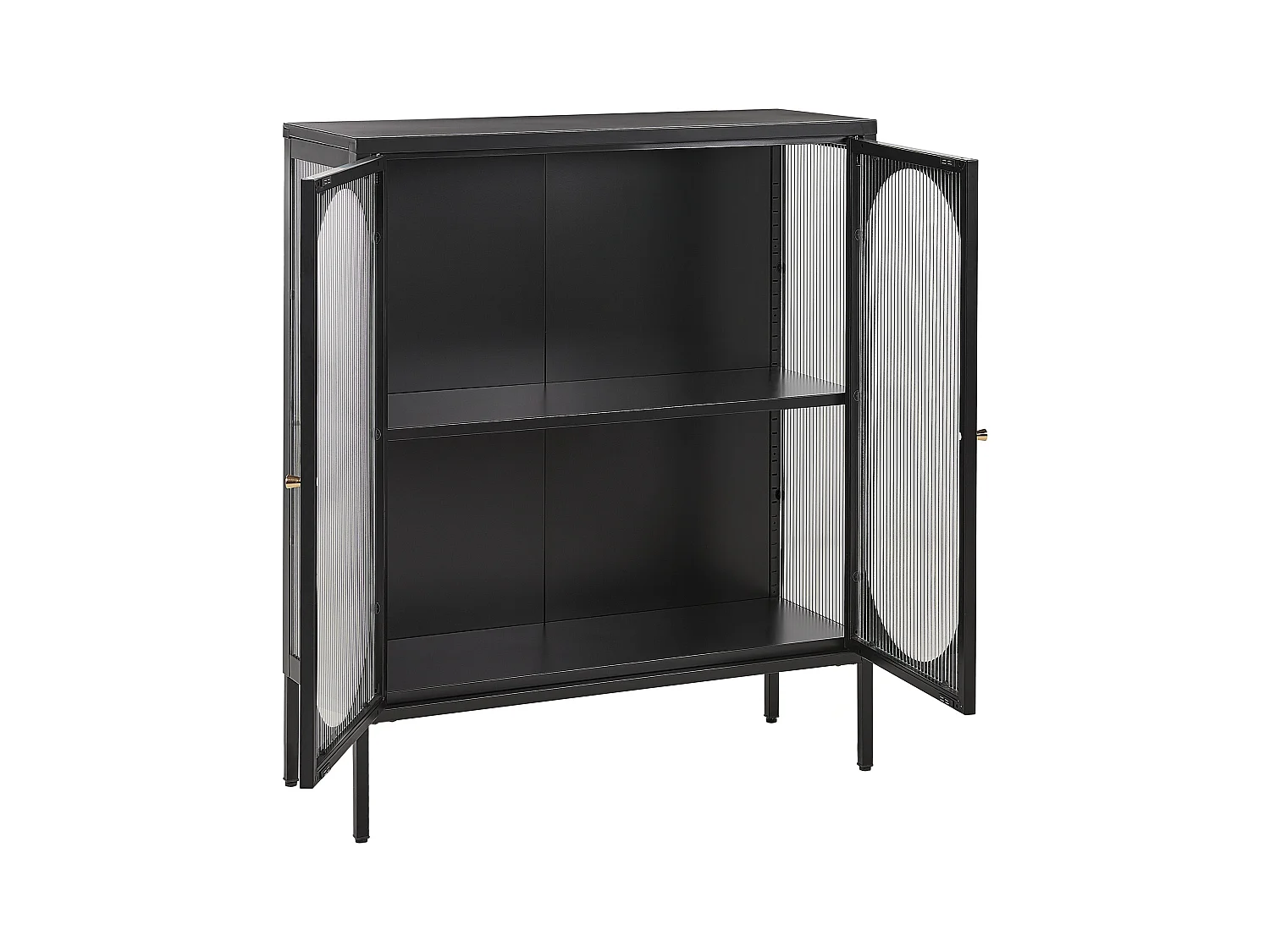 Buffet avec vitrine en verre SARRE Métal 90 cm Noir