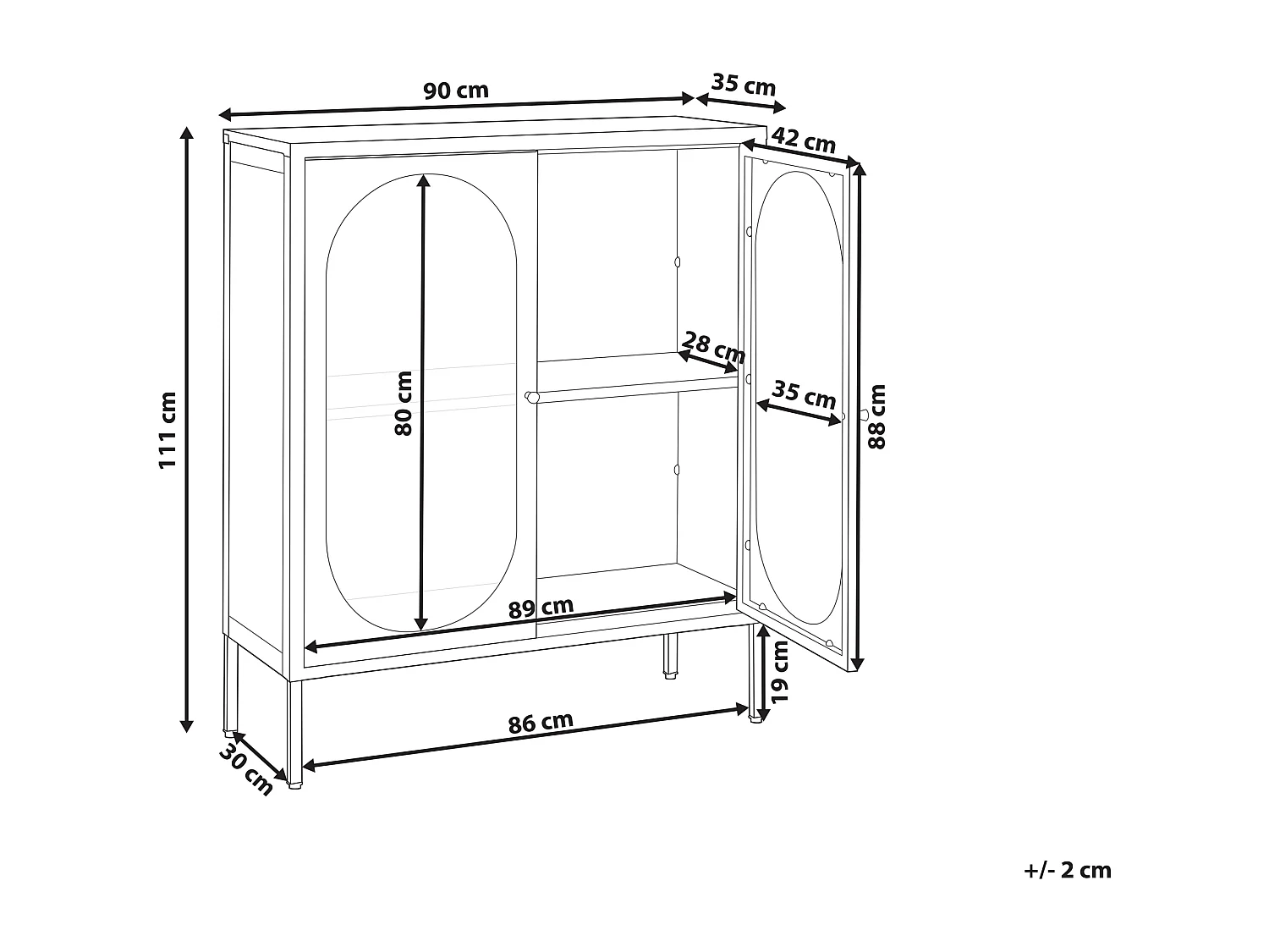 Buffet avec vitrine en verre SARRE Métal 90 cm Noir