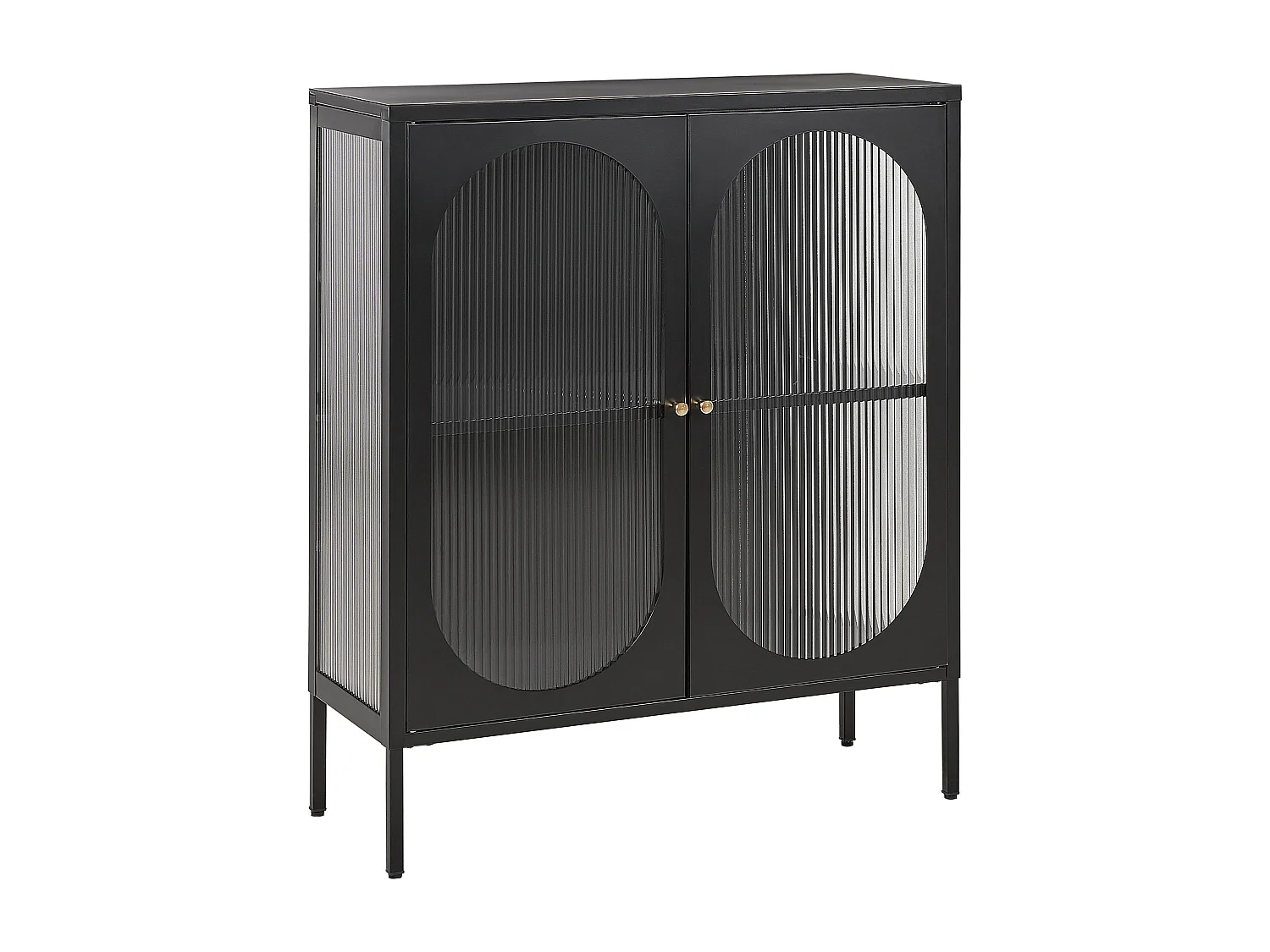 Witryna ze szklaną gablotą SARRE Metal 90 cm Czarny