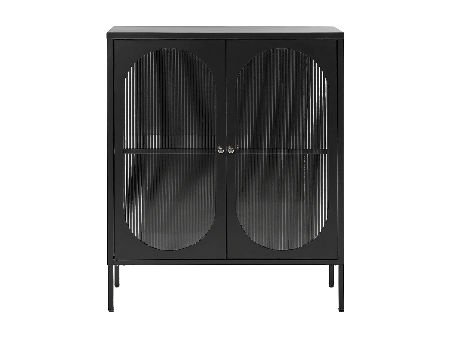 Witryna ze szklaną gablotą SARRE Metal 90 cm Czarny