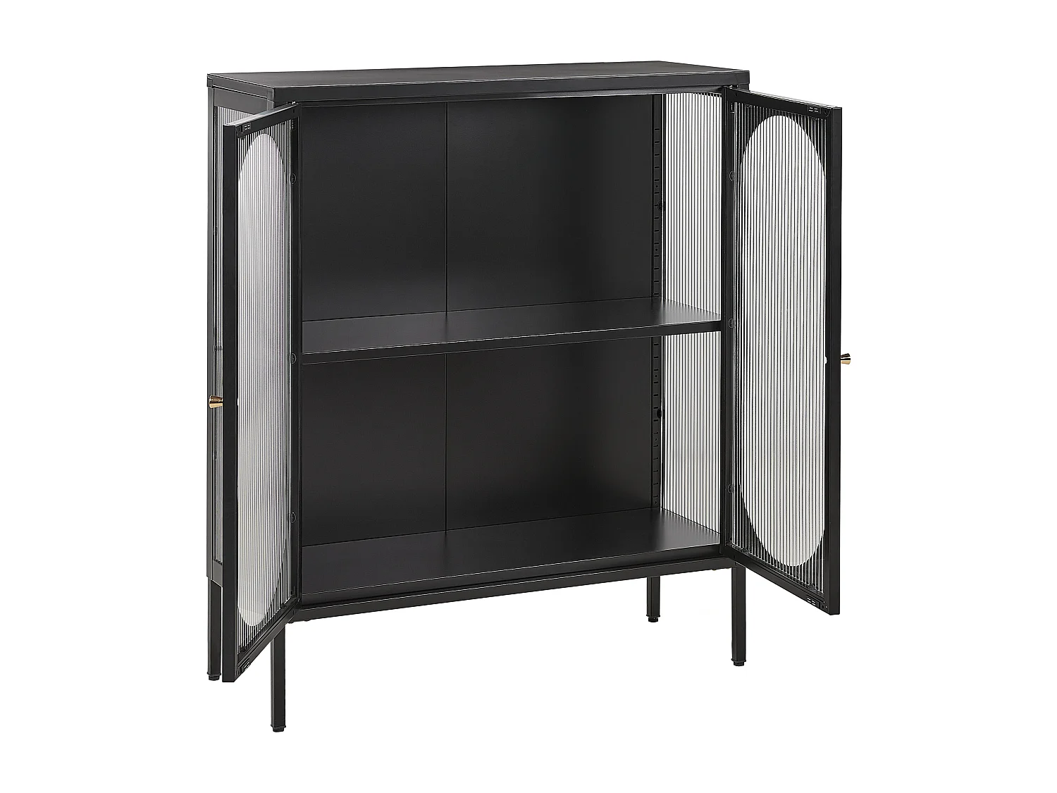 Witryna ze szklaną gablotą SARRE Metal 90 cm Czarny