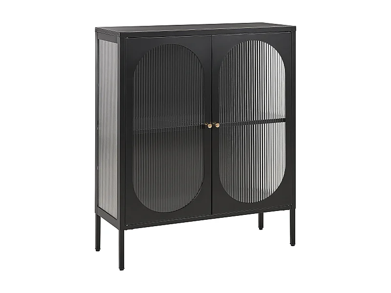 Buffet avec vitrine en verre SARRE Métal 90 cm Noir