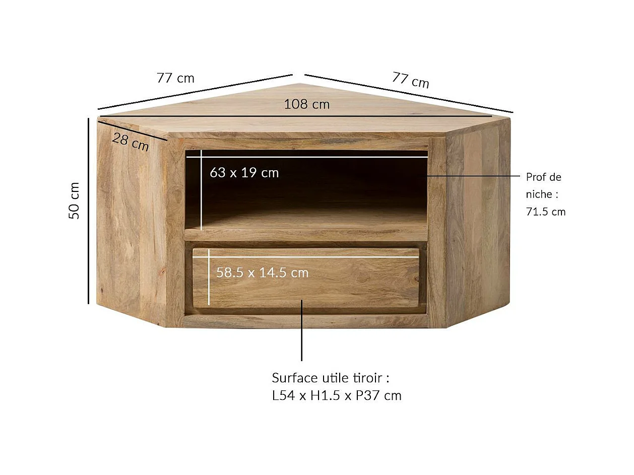 Meuble TV en bois de manguier Mykonos