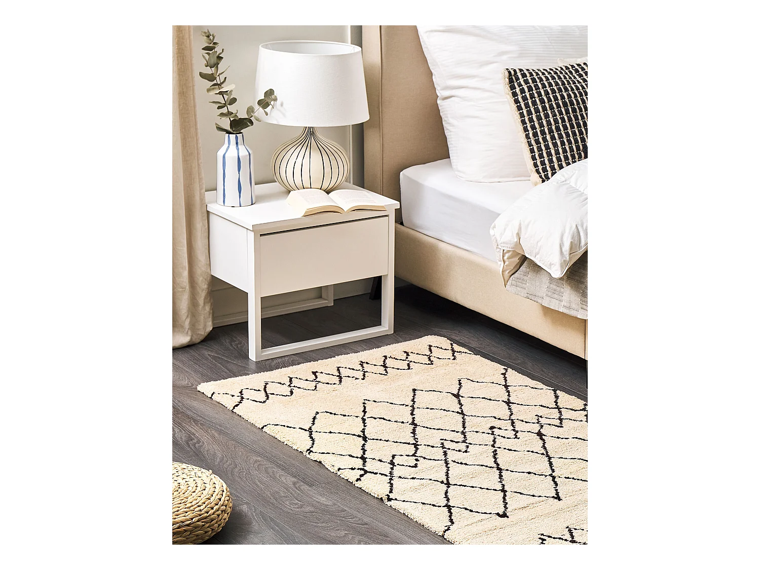 Rechteckiger Teppich Shaggy Muster beige/schwarz 80x150 cm Havsa