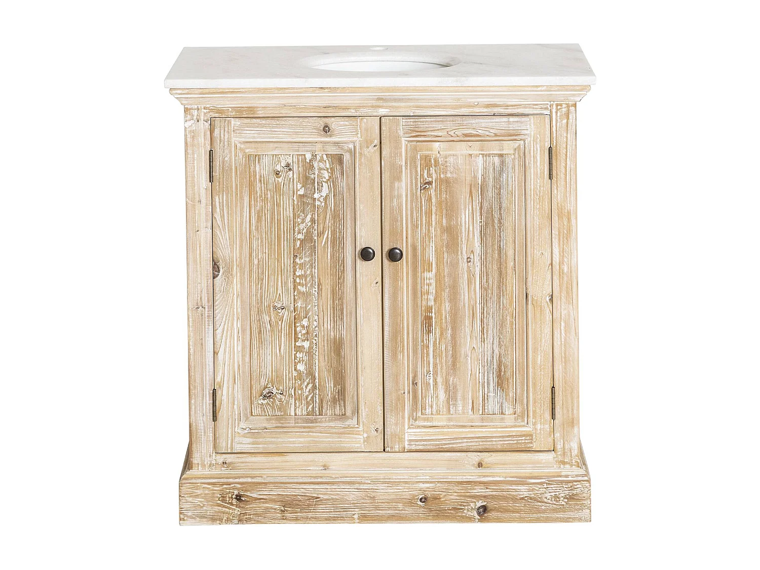 Meuble sous vasque en pin recyclé blanchi Gemma