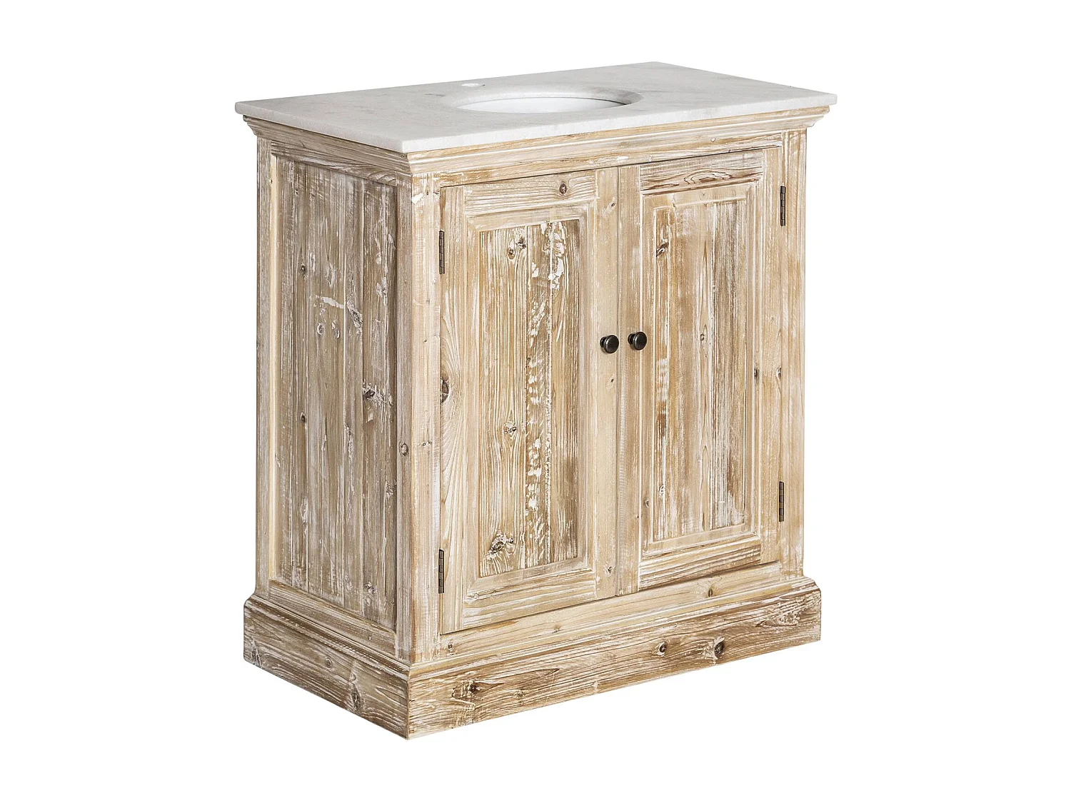 Meuble sous vasque en pin recyclé blanchi Gemma