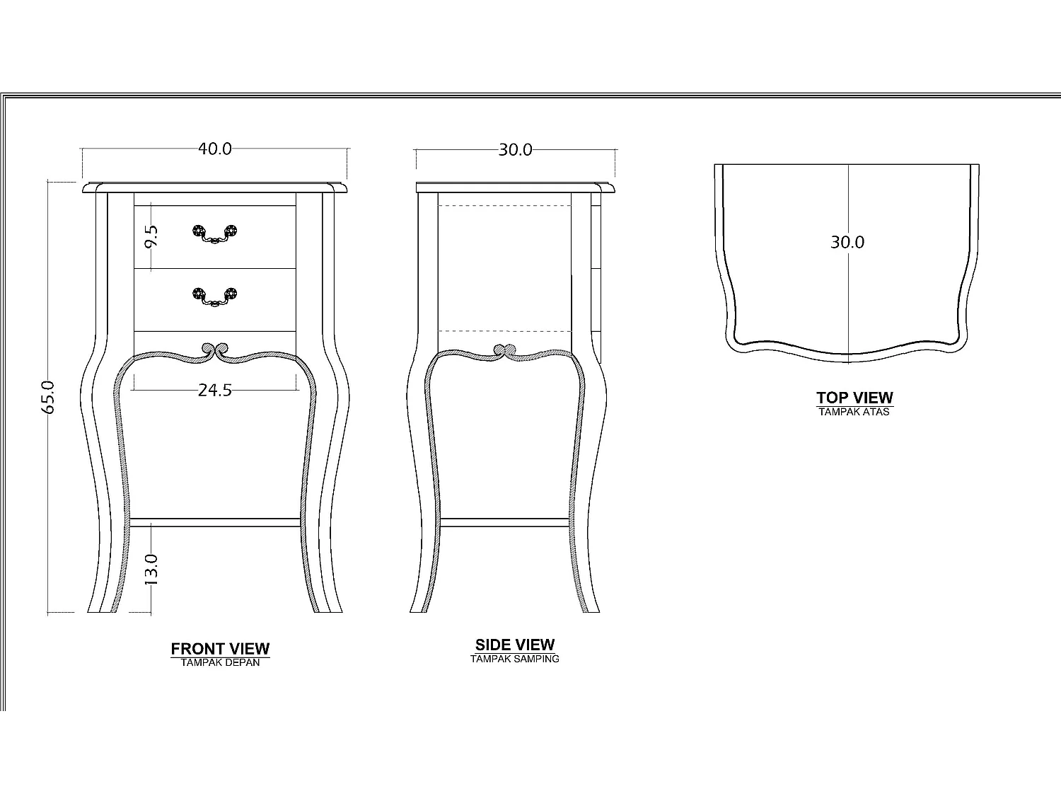 Chevet 2 tiroirs Apolline