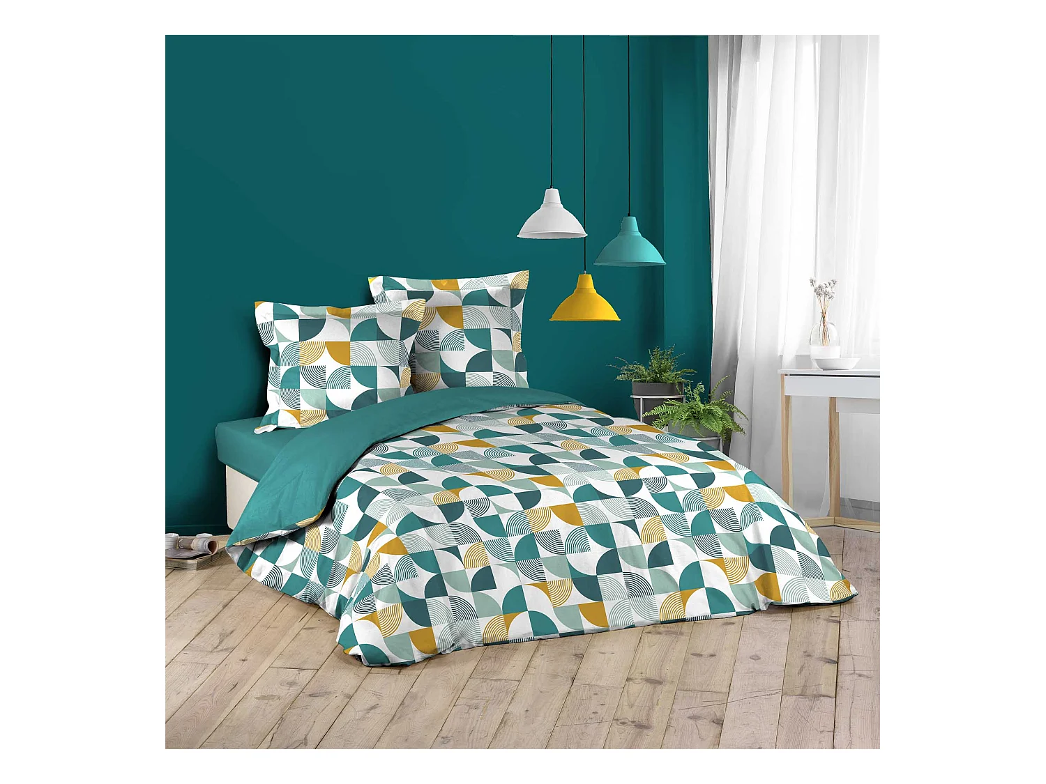 Parure housse couette 260x240cm Géo-Rythme Multicolore