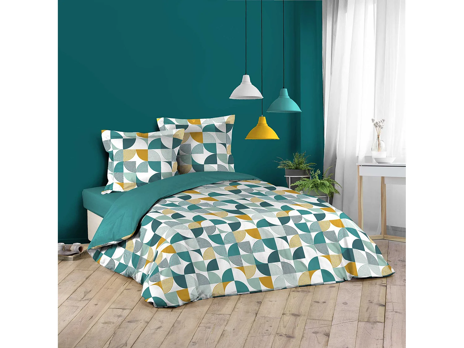 Parure housse couette 260x240cm Géo-Rythme Multicolore