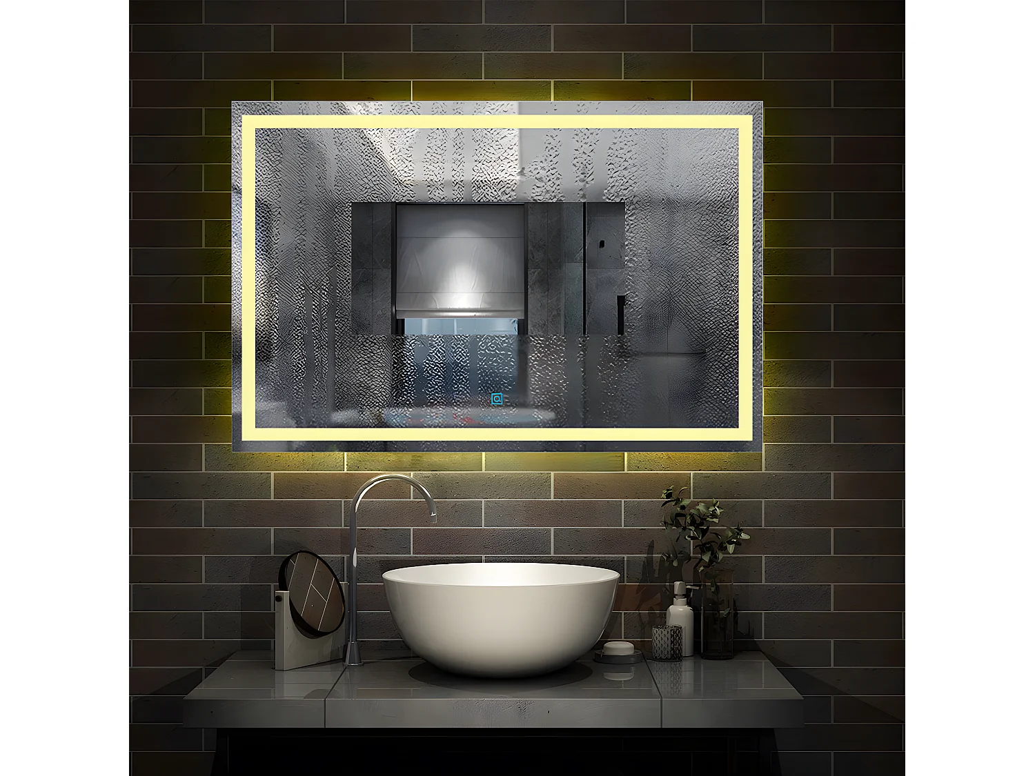 Miroir de salle de bain anti-buée 120x80cm avec le lumière chaude Aica