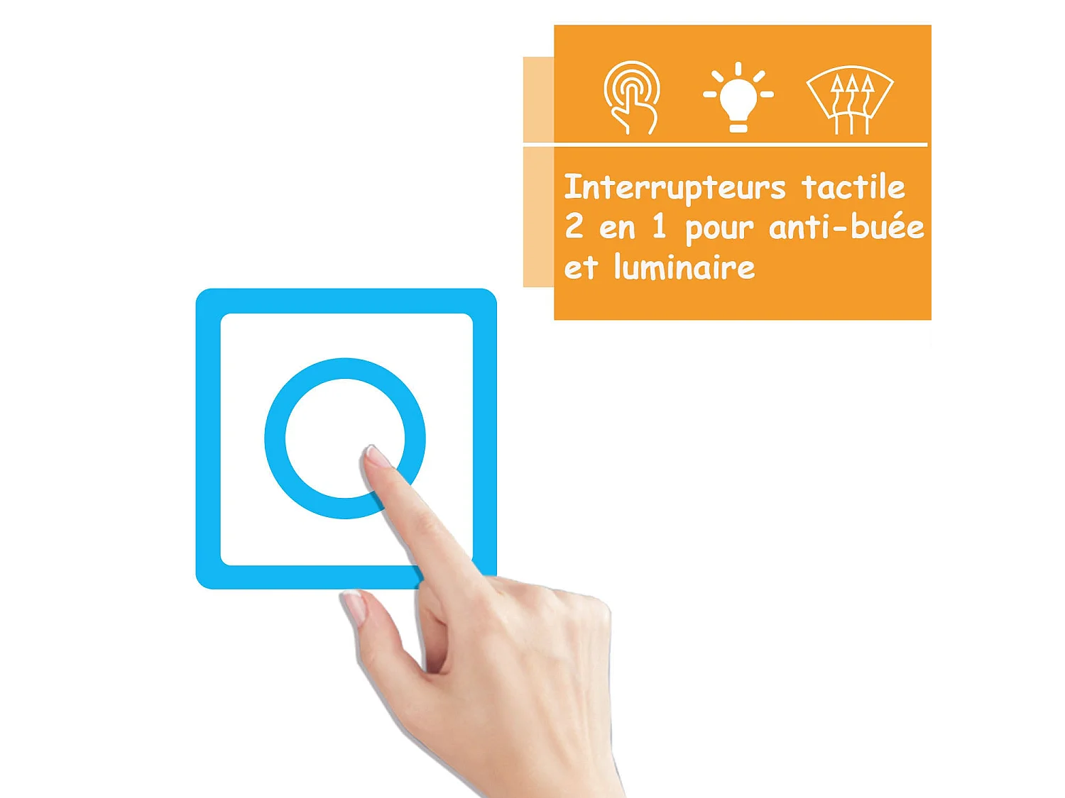 Miroir de salle de bain anti-buée 120x80cm avec le lumière chaude Aica