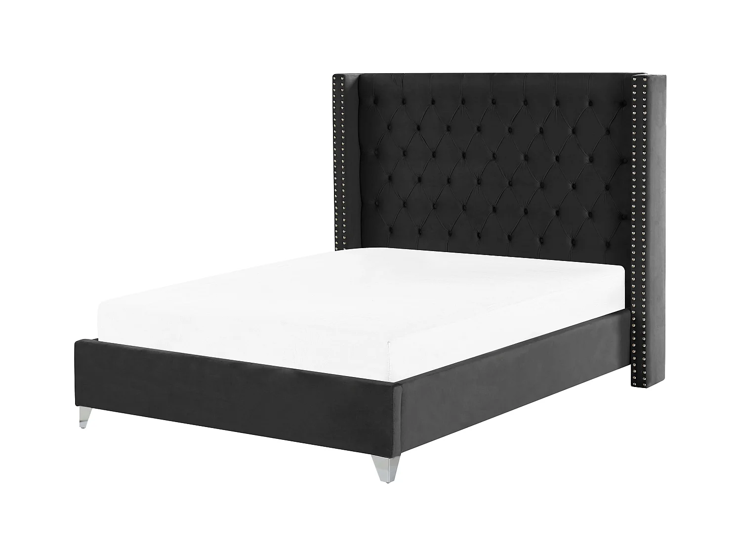 Lit avec sommier Velours LUBBON 140 x 200 cm Noir