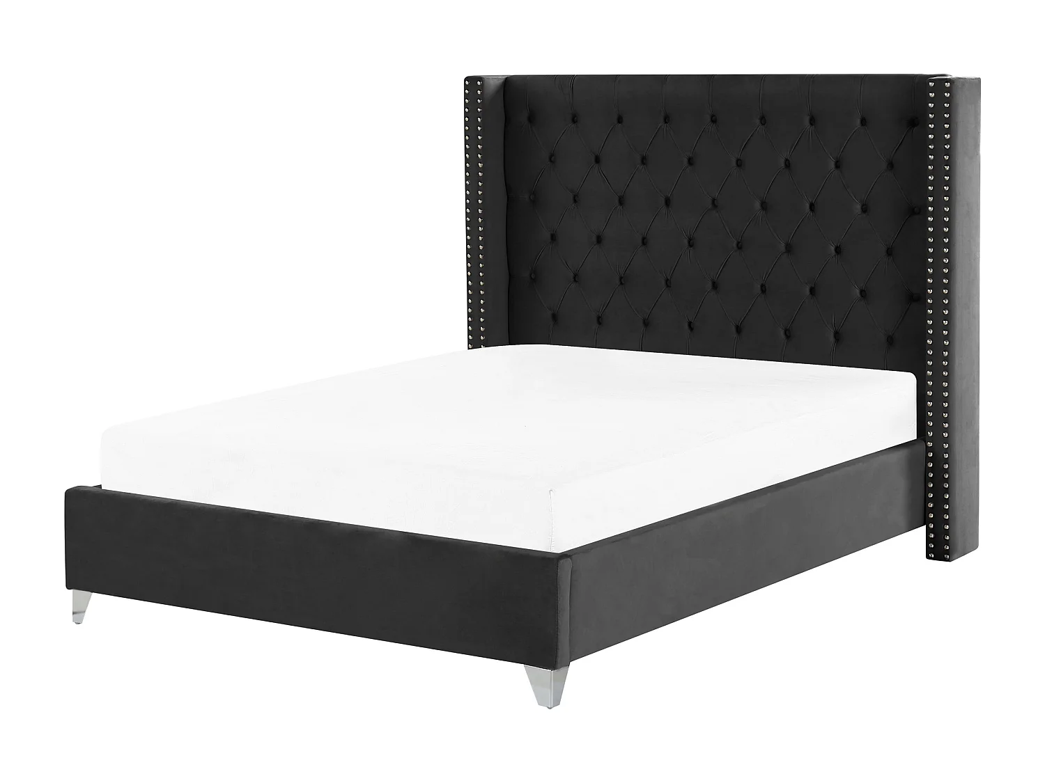 Lit avec sommier Velours LUBBON 140 x 200 cm Noir