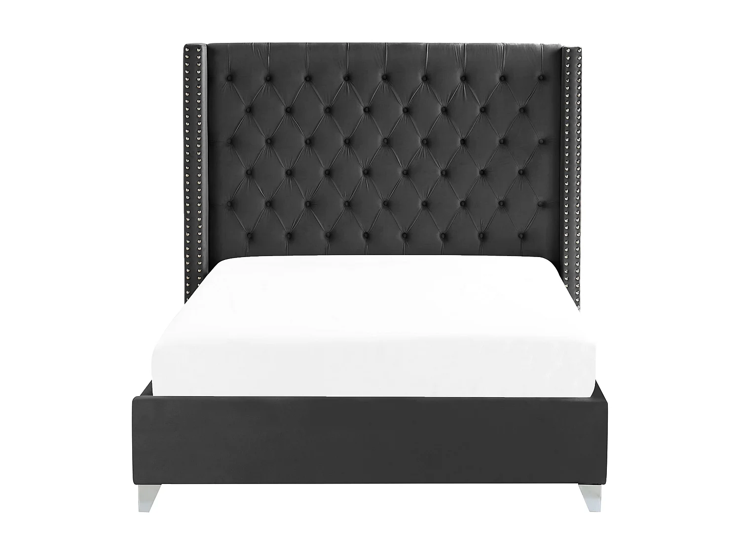 Lit avec sommier Velours LUBBON 140 x 200 cm Noir