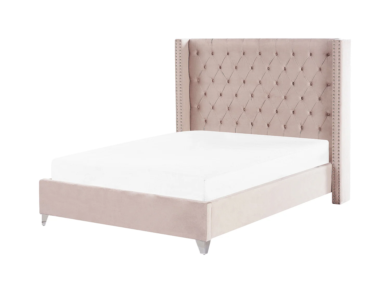 Lit avec sommier Velours LUBBON 140 x 200 cm Rose pastel