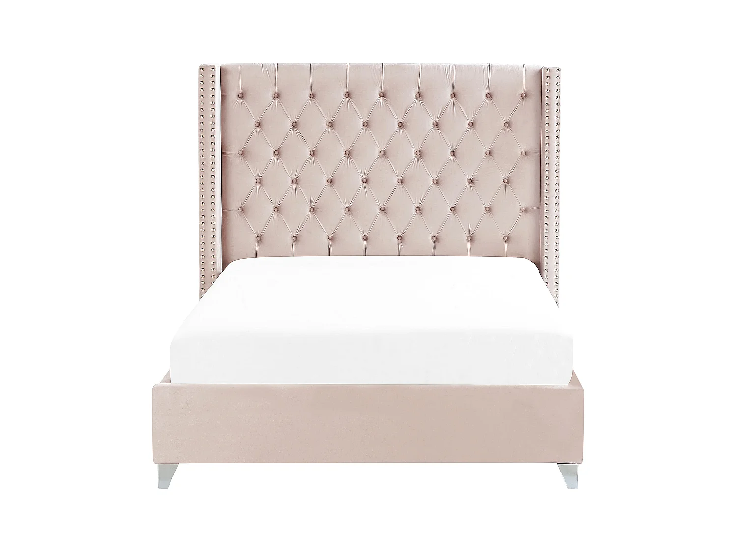 Lit avec sommier Velours LUBBON 140 x 200 cm Rose pastel