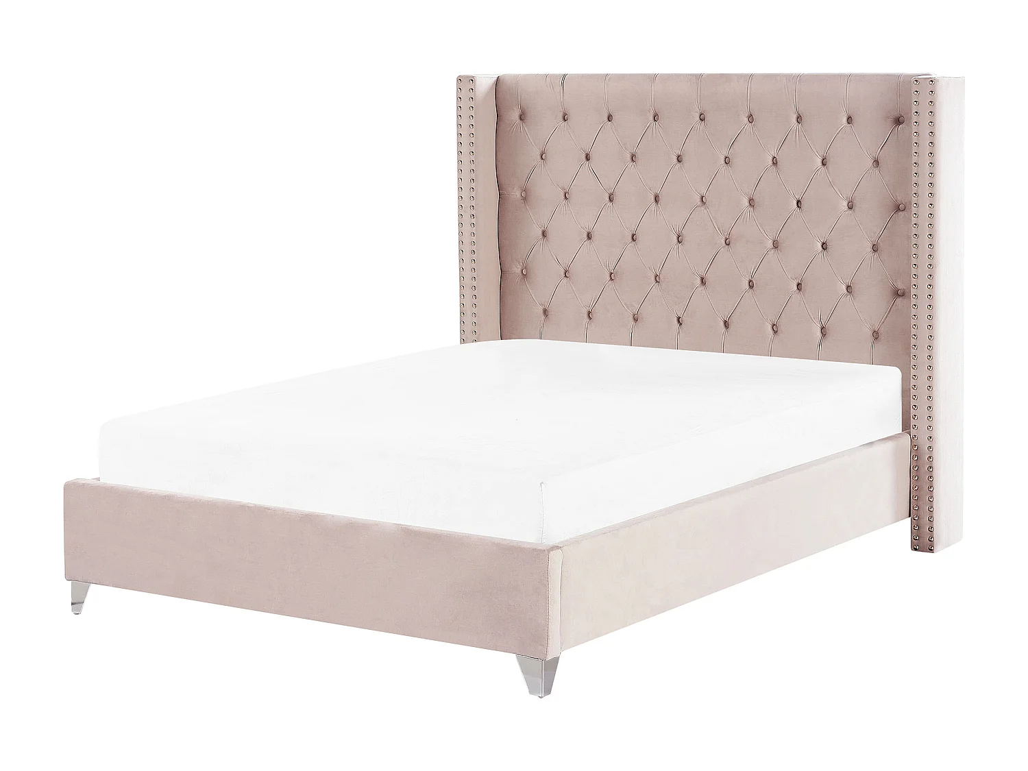 Letto Velluto LUBBON 140 x 200 cm Rosa pastello
