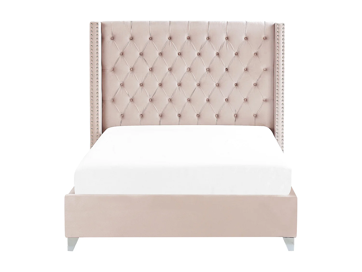 Letto Velluto LUBBON 140 x 200 cm Rosa pastello
