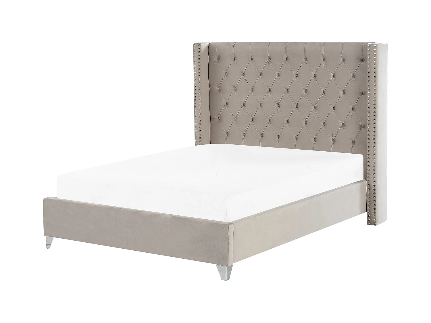 Bed Fluweel LUBBON 140 x 200 cm Lichtgrijs