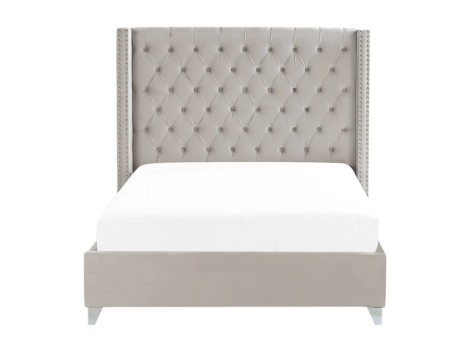 Bed Fluweel LUBBON 140 x 200 cm Lichtgrijs