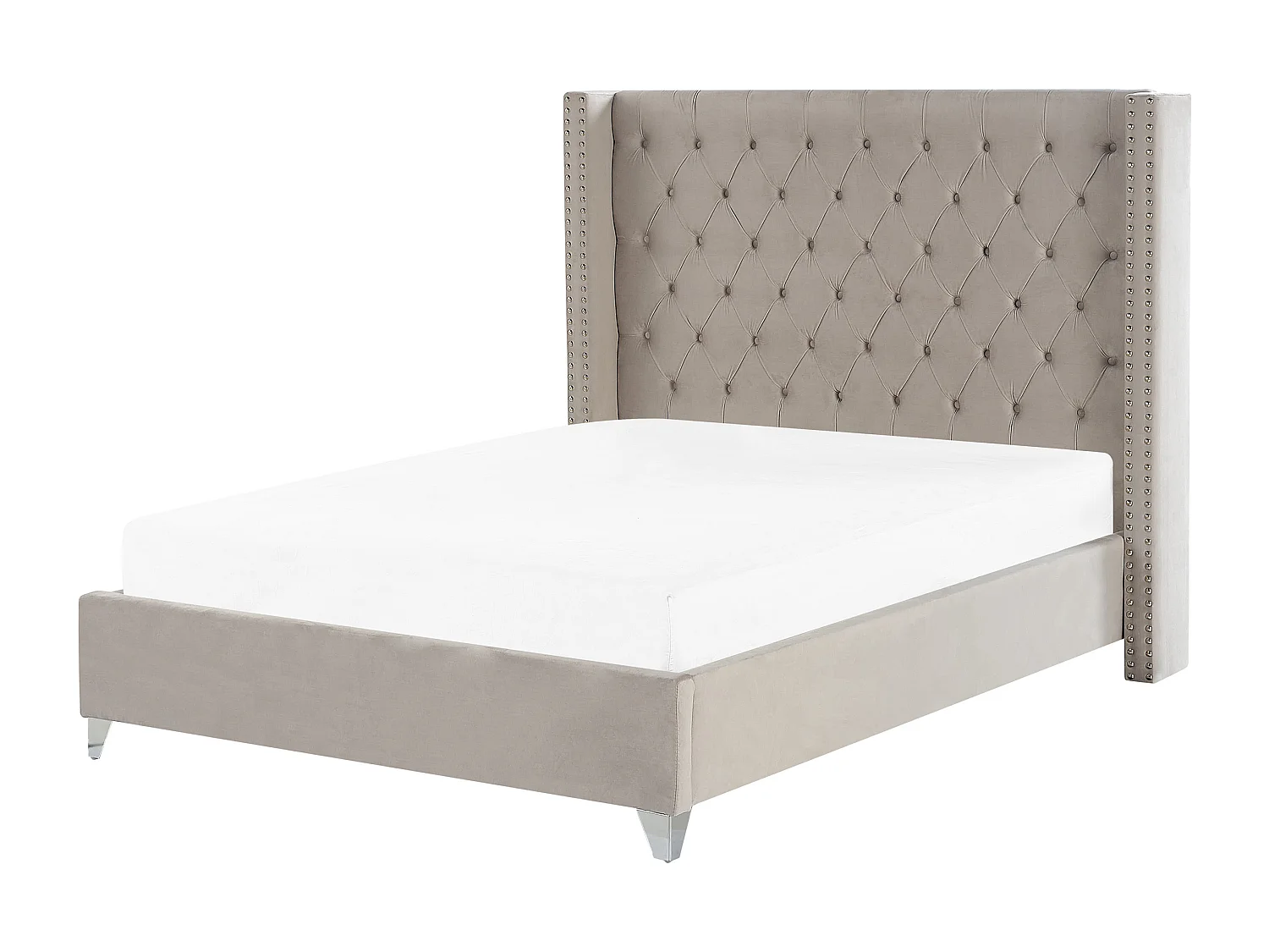 Bed Fluweel LUBBON 140 x 200 cm Lichtgrijs