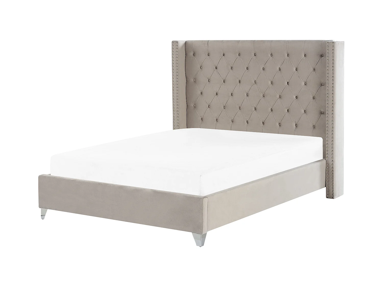 Bed Fluweel LUBBON 160 x 200 cm Lichtgrijs