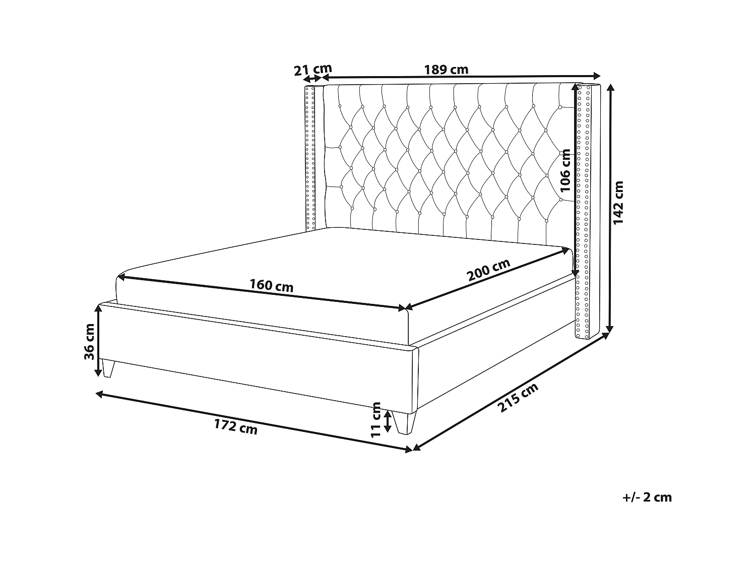 Bed Fluweel LUBBON 160 x 200 cm Lichtgrijs
