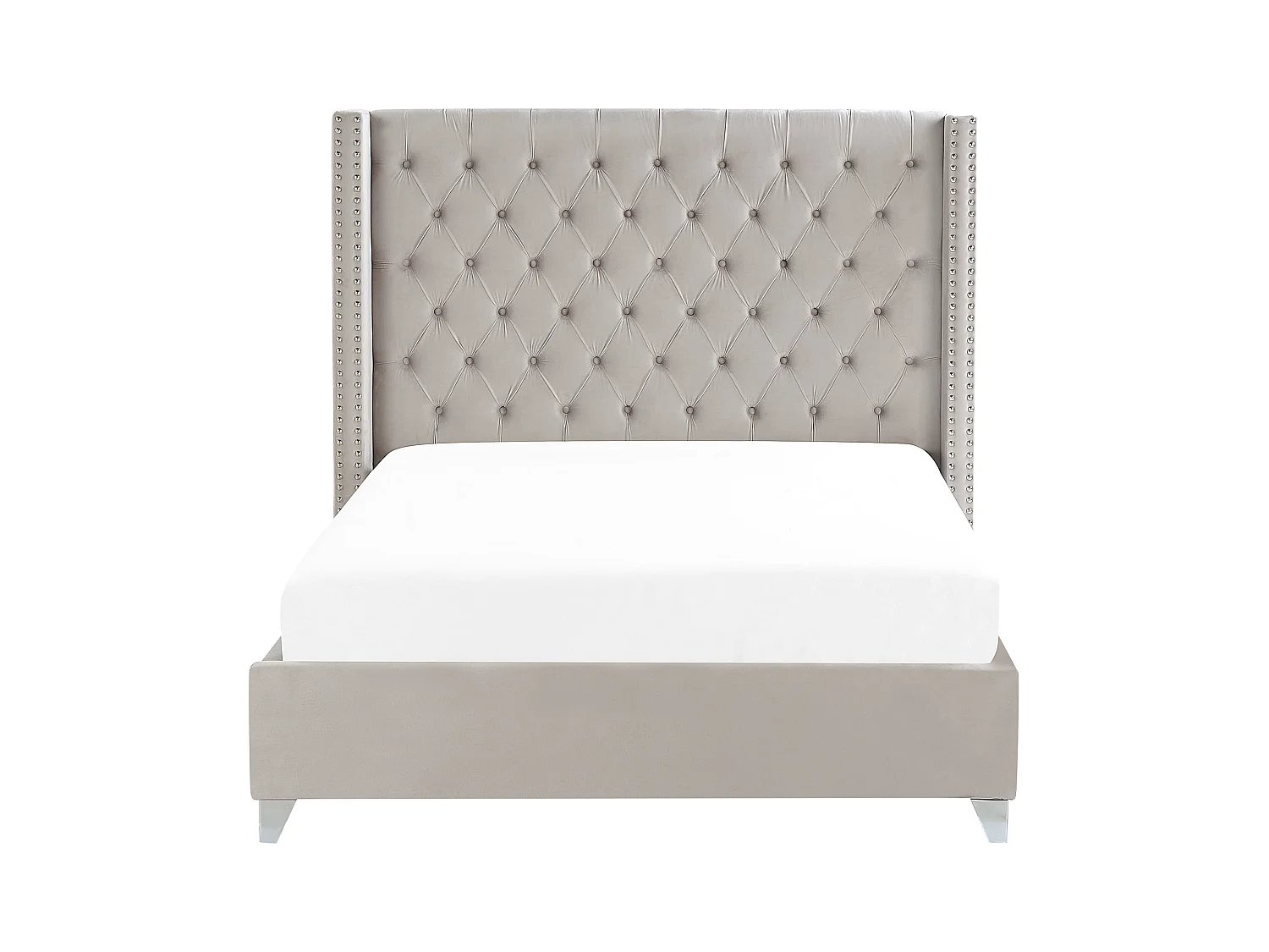 Bed Fluweel LUBBON 160 x 200 cm Lichtgrijs