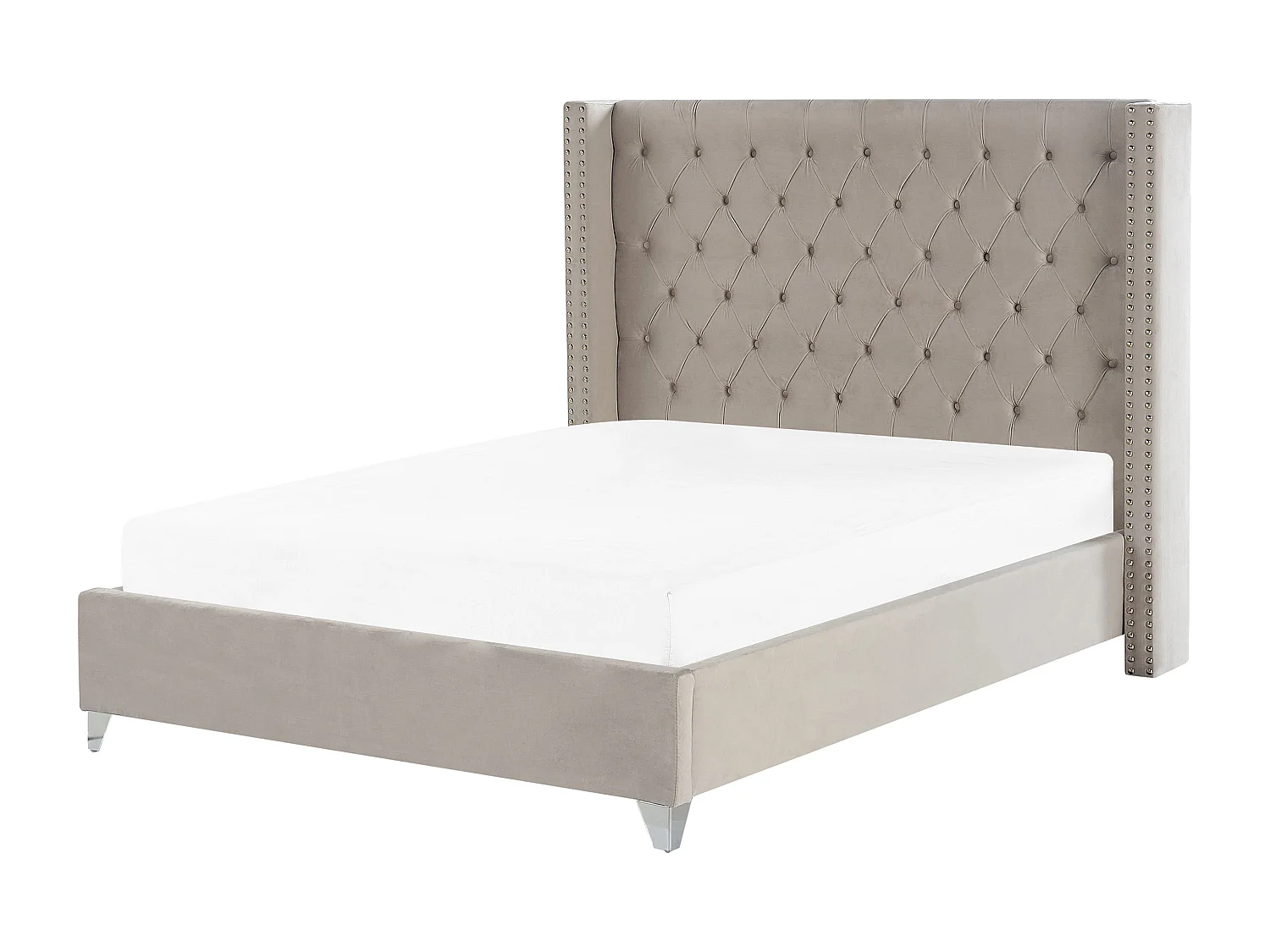 Bed Fluweel LUBBON 160 x 200 cm Lichtgrijs