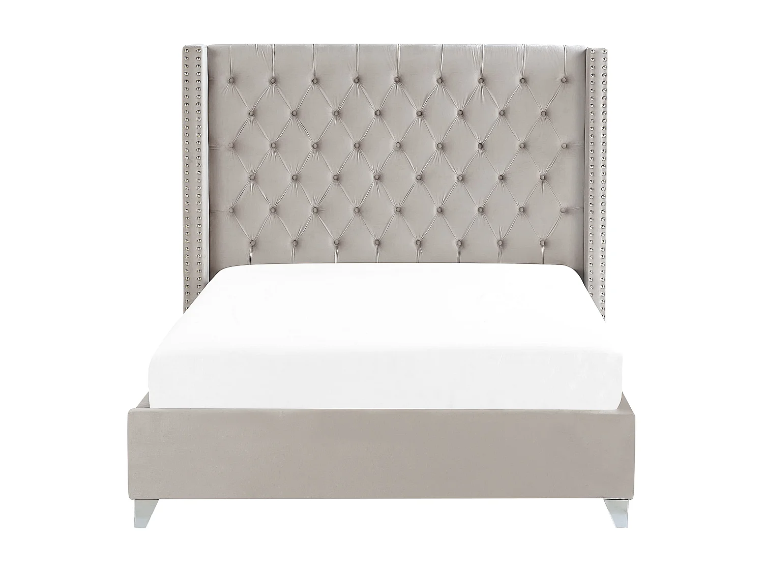 Bed Fluweel LUBBON 160 x 200 cm Lichtgrijs